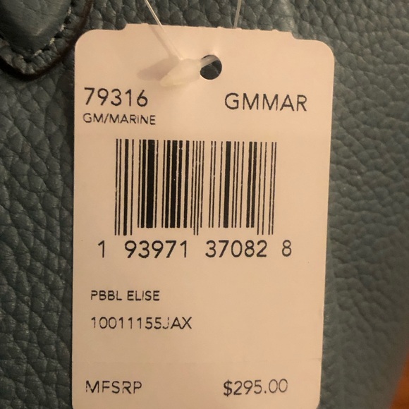 COACH Elise Satchel NWT Gunmetal/Marine Blue Leather - Picture 5 of 9